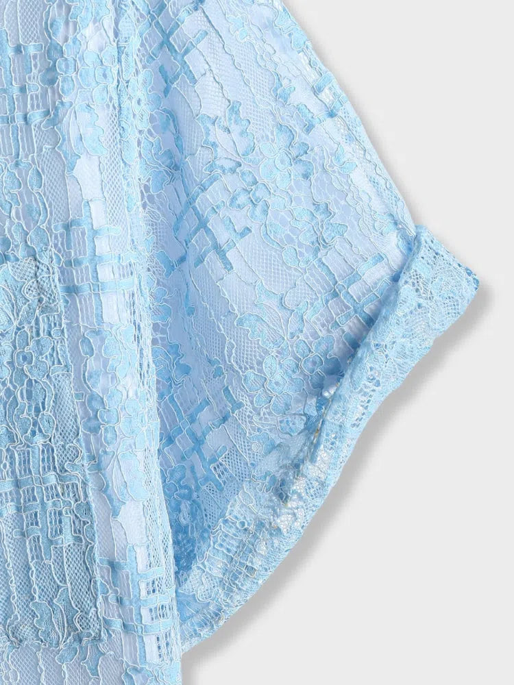 LIGHT BLUE PATTERNED SHORT-SLEEVE SHIRT - CETTE CHEMISE POUR TOUTES LES OCCASIONS