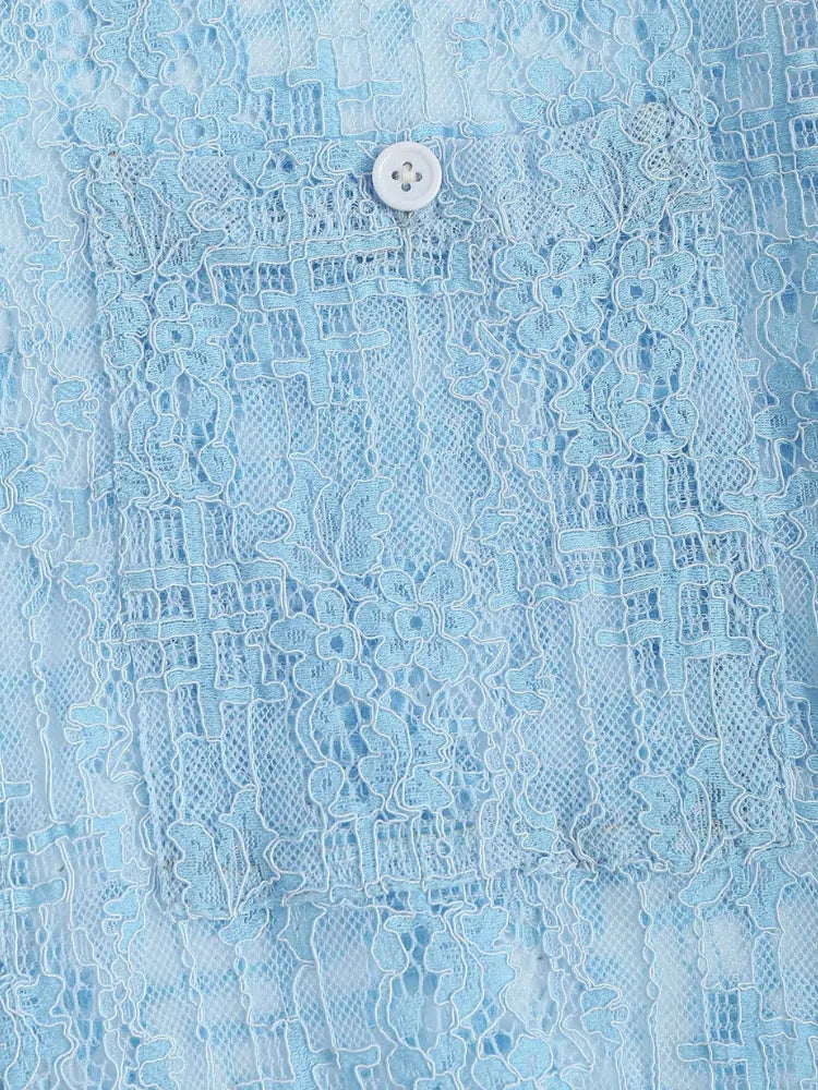 LIGHT BLUE PATTERNED SHORT-SLEEVE SHIRT - CETTE CHEMISE POUR TOUTES LES OCCASIONS