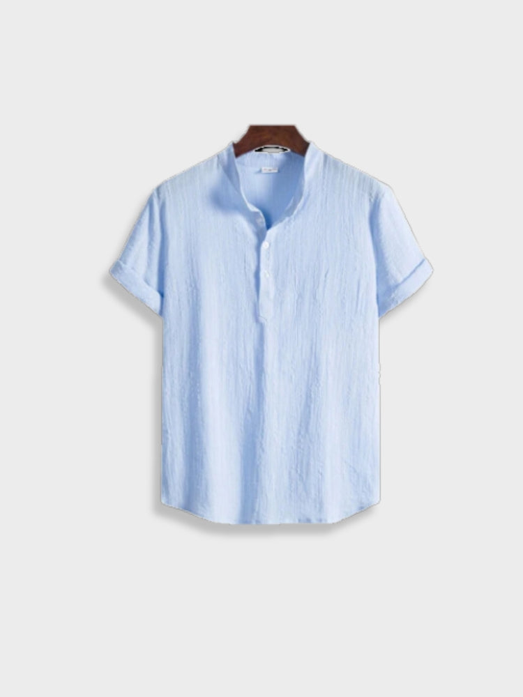 LIGHT BLUE SHORT-SLEEVED LINEN SHIRT T-SHIRT EN LIN TAILLE PETIT