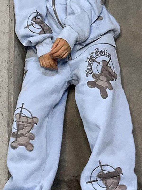 LIGHT BLUE SWEATPANTS WITH TEDDY BEAR TARGET DESIGNS BEAR PRINT CASUAL