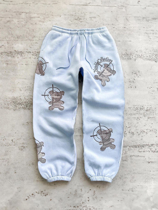 LIGHT BLUE SWEATPANTS WITH TEDDY BEAR TARGET DESIGNS BEAR PRINT CASUAL