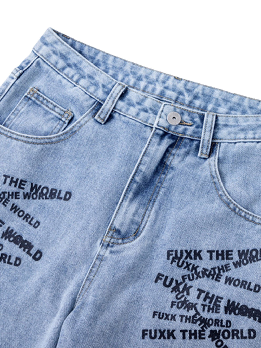 LIGHT BLUE TIE-DYE JEANS SP240325YAFO FLATTERING MID-WAIST PANT