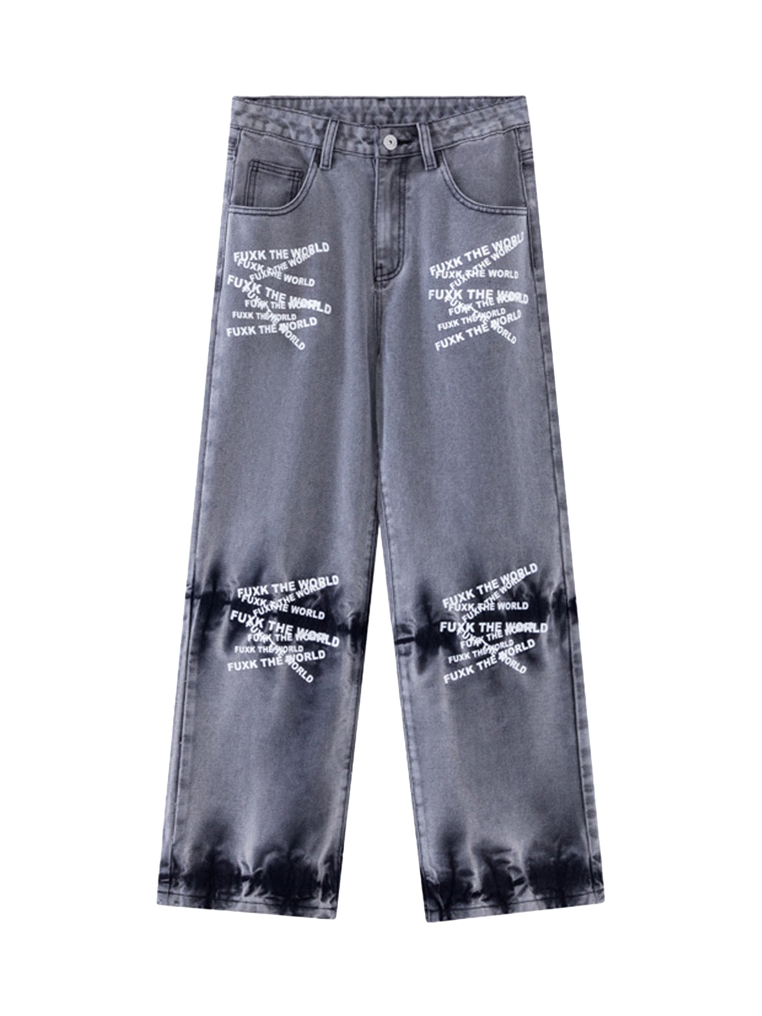 LIGHT BLUE TIE-DYE JEANS SP240325YAFO FLATTERING MID-WAIST PANT