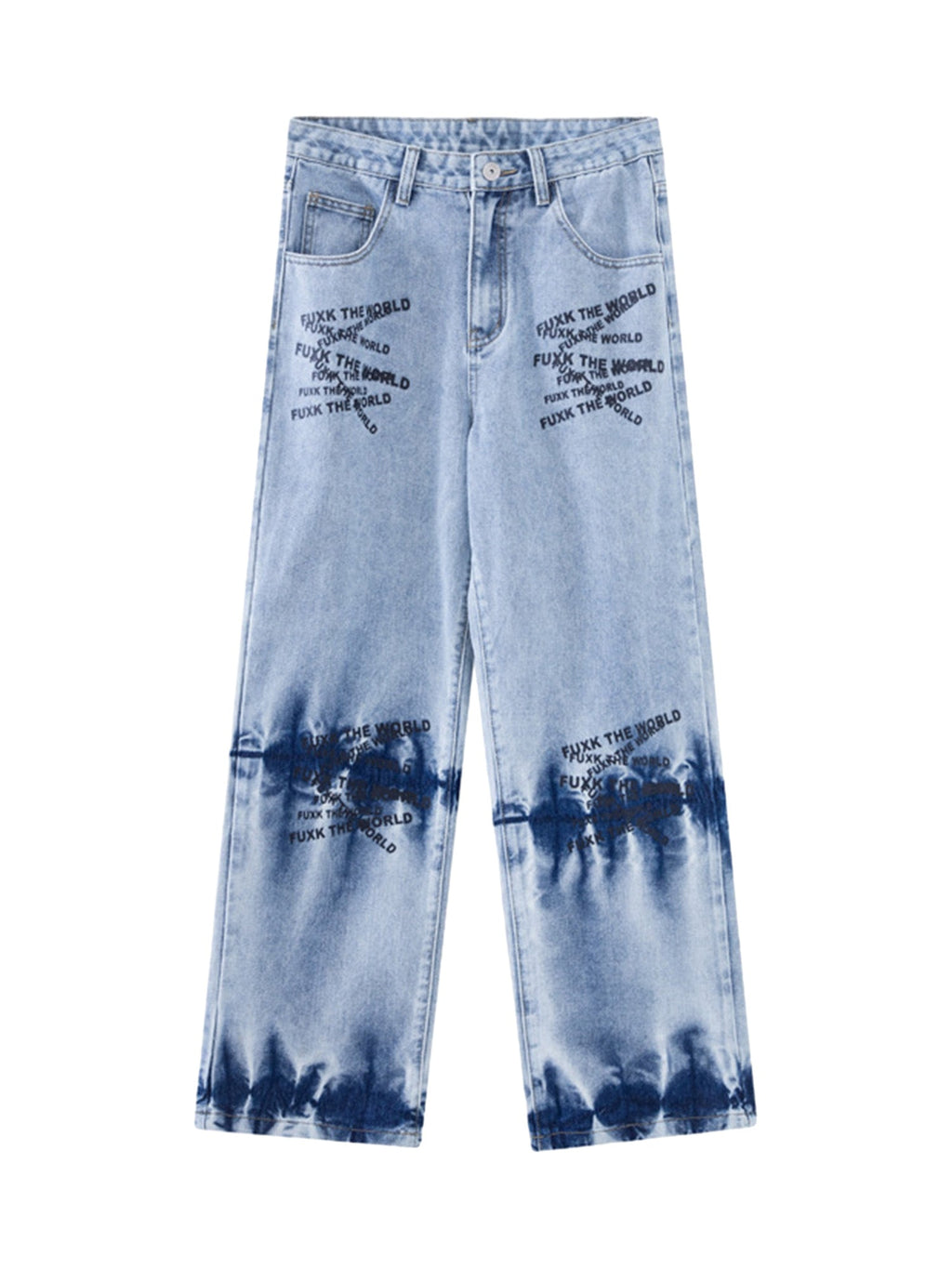 LIGHT BLUE TIE-DYE JEANS SP240325YAFO FLATTERING MID-WAIST PANT