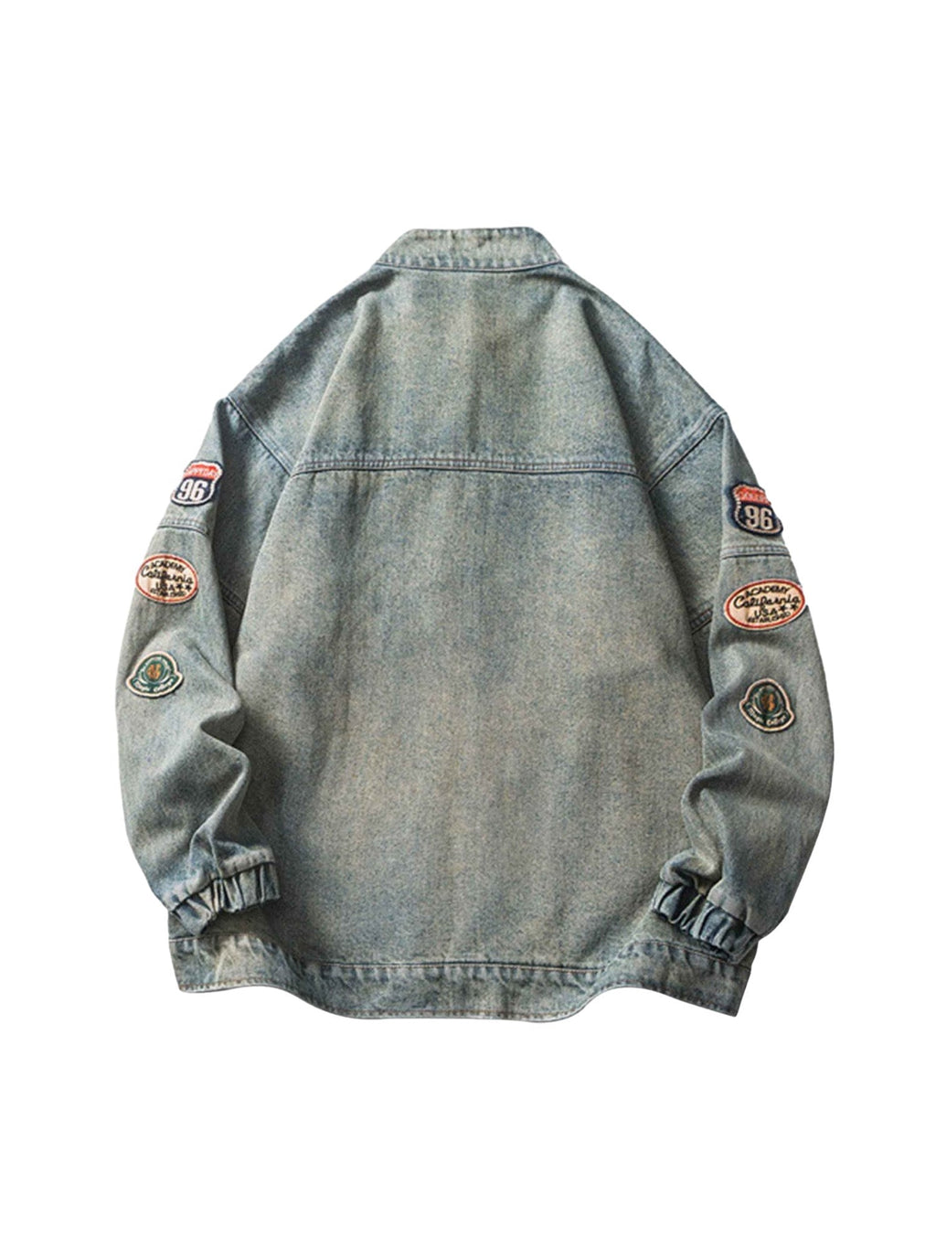 LIGHT BLUE VINTAGE LONG SLEEVE DENIM JACKET WITH PATCHES