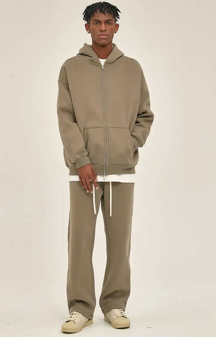 LIGHT BLUE ZIP HOODIE WITH OVERSIZE FIT AND QUALITY STITCHING