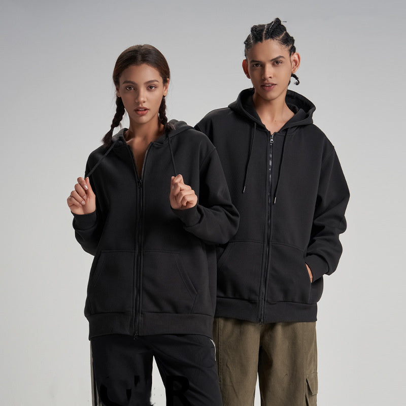 LIGHT BLUE ZIP HOODIE WITH REGULAR FIT AND RIBBED CUFFS