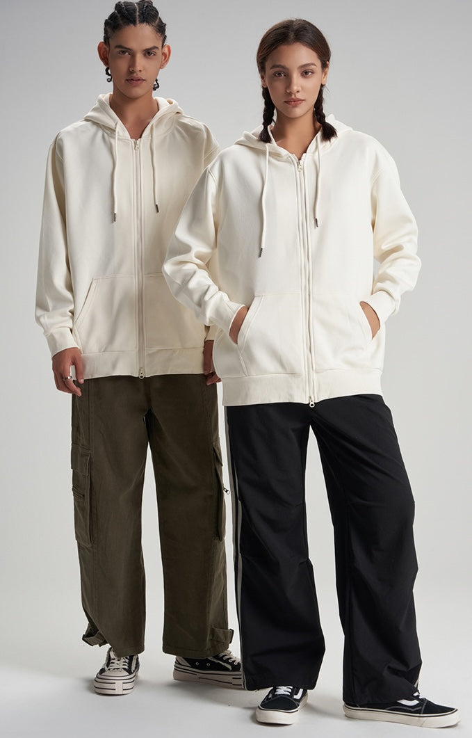 LIGHT BLUE ZIP HOODIE WITH REGULAR FIT AND RIBBED CUFFS