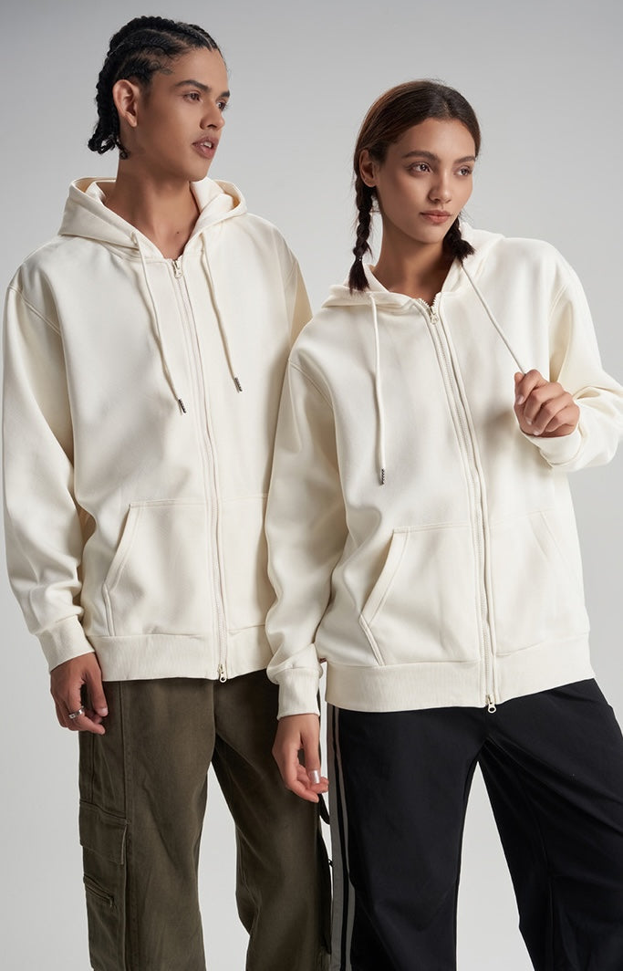 LIGHT BLUE ZIP HOODIE WITH REGULAR FIT AND RIBBED CUFFS