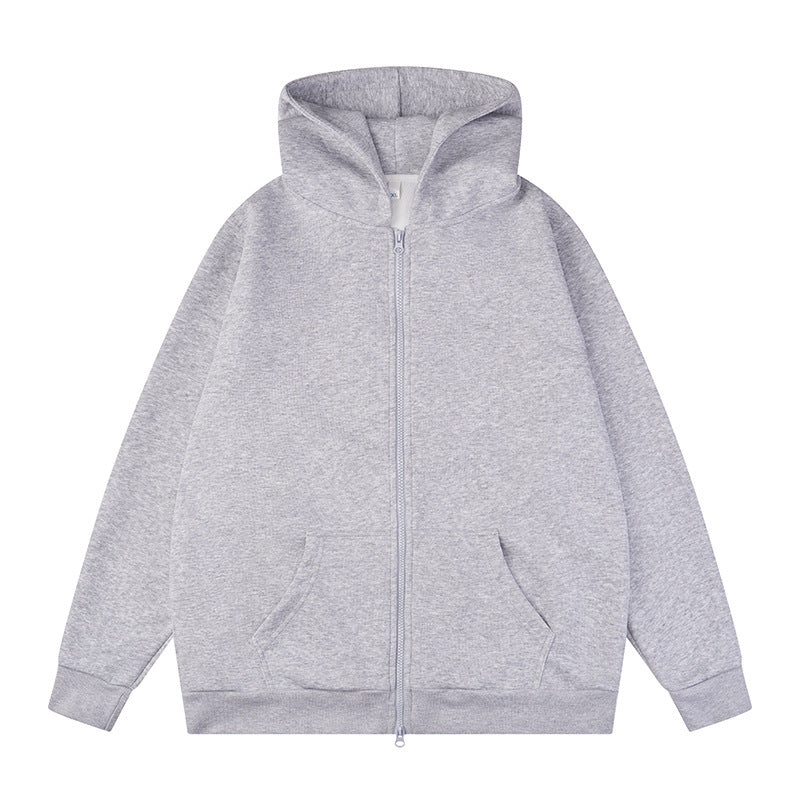 LIGHT BLUE ZIP HOODIE WITH REGULAR FIT AND RIBBED CUFFS