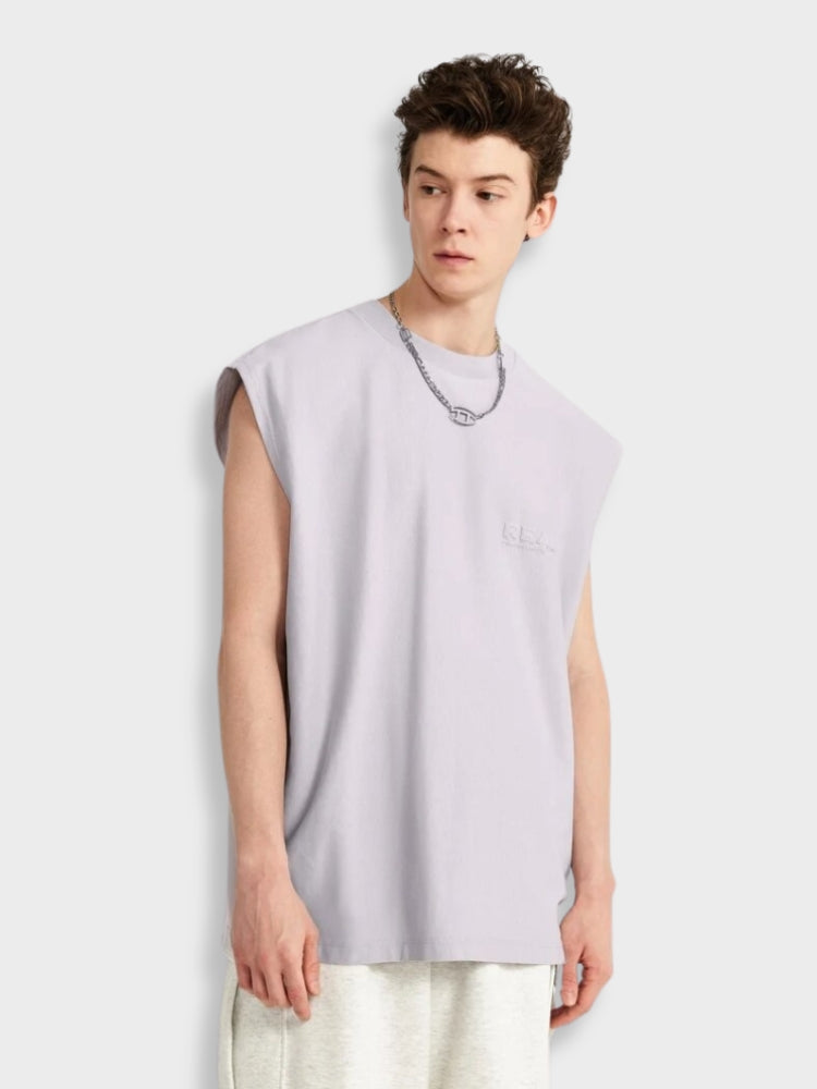LIGHT GRAY SLEEVELESS T-SHIRT VINTAGE CLASSIC TANK