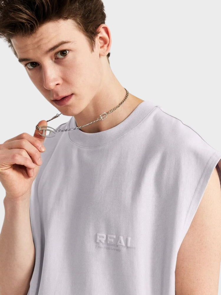 LIGHT GRAY SLEEVELESS T-SHIRT VINTAGE CLASSIC TANK