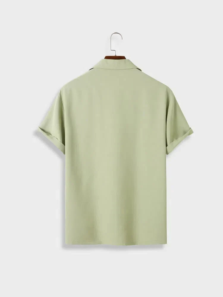 LIGHT GREEN SHORT-SLEEVED SHIRT - ELEGANT CASUAL SHIRT