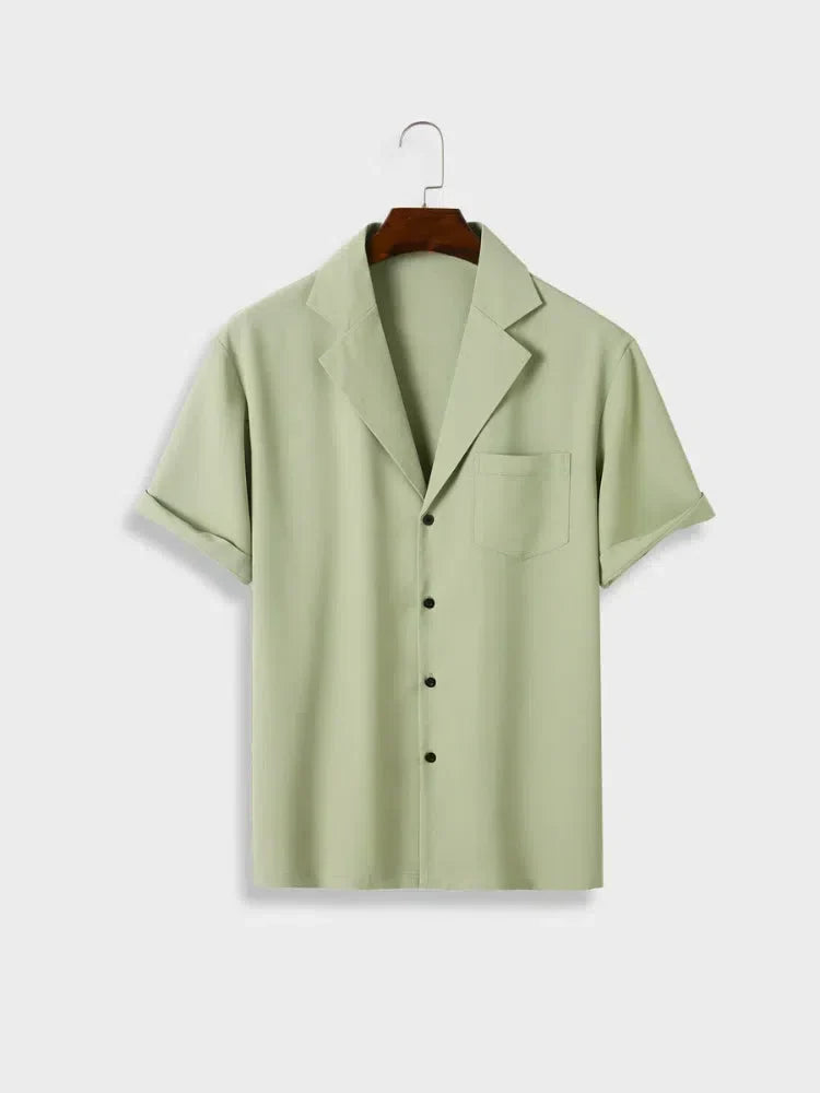 LIGHT GREEN SHORT-SLEEVED SHIRT - ELEGANT CASUAL SHIRT