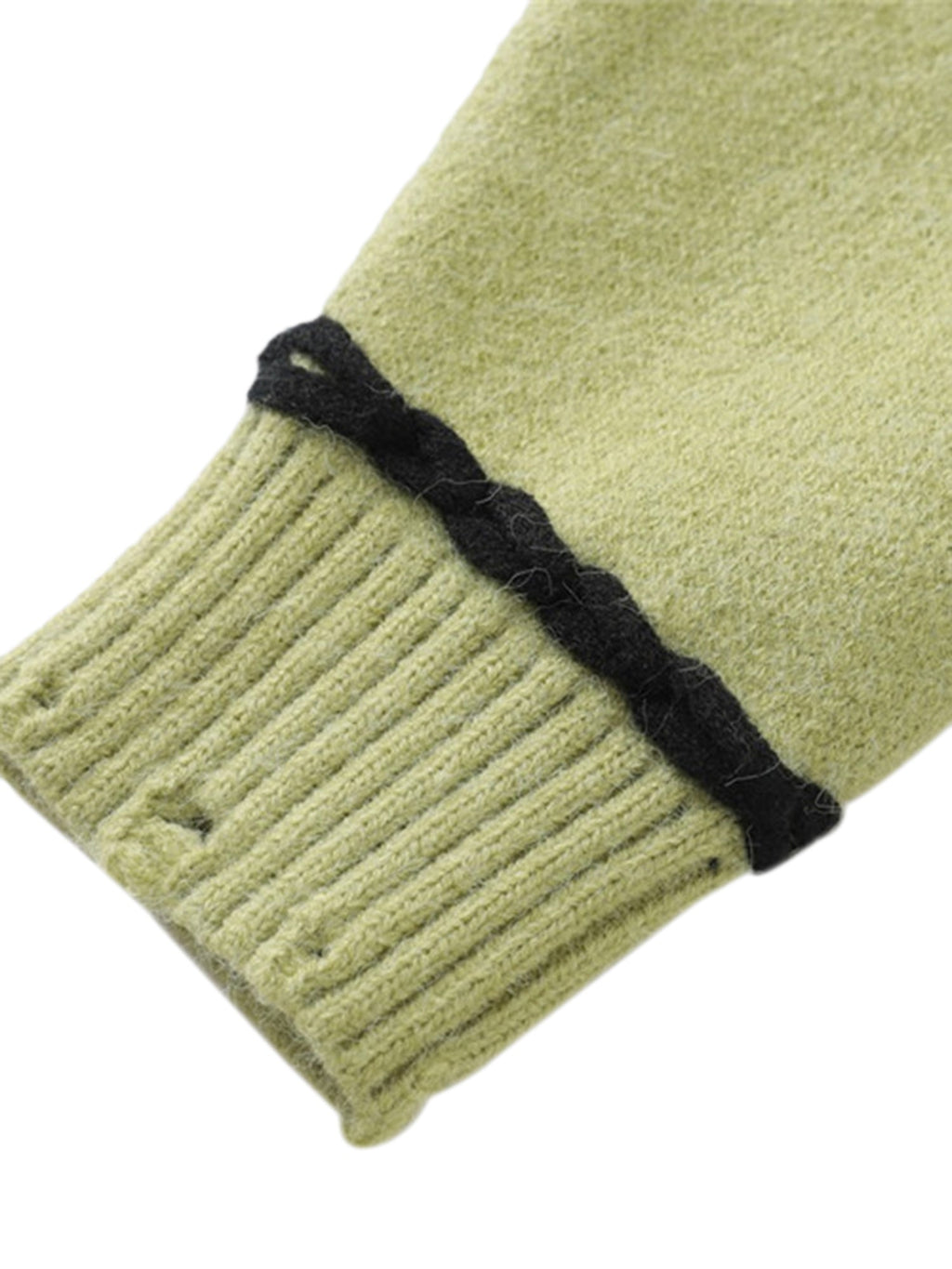 LIGHT GREEN SPIDER DISTRESSED SWEATER TRENDY LOOSE FIT LONG