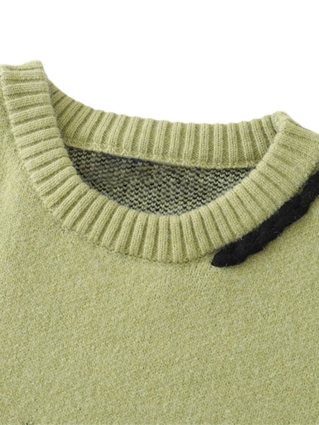 LIGHT GREEN SPIDER DISTRESSED SWEATER TRENDY LOOSE FIT LONG