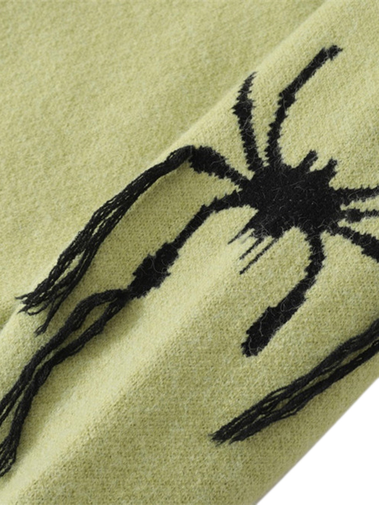 LIGHT GREEN SPIDER DISTRESSED SWEATER TRENDY LOOSE FIT LONG