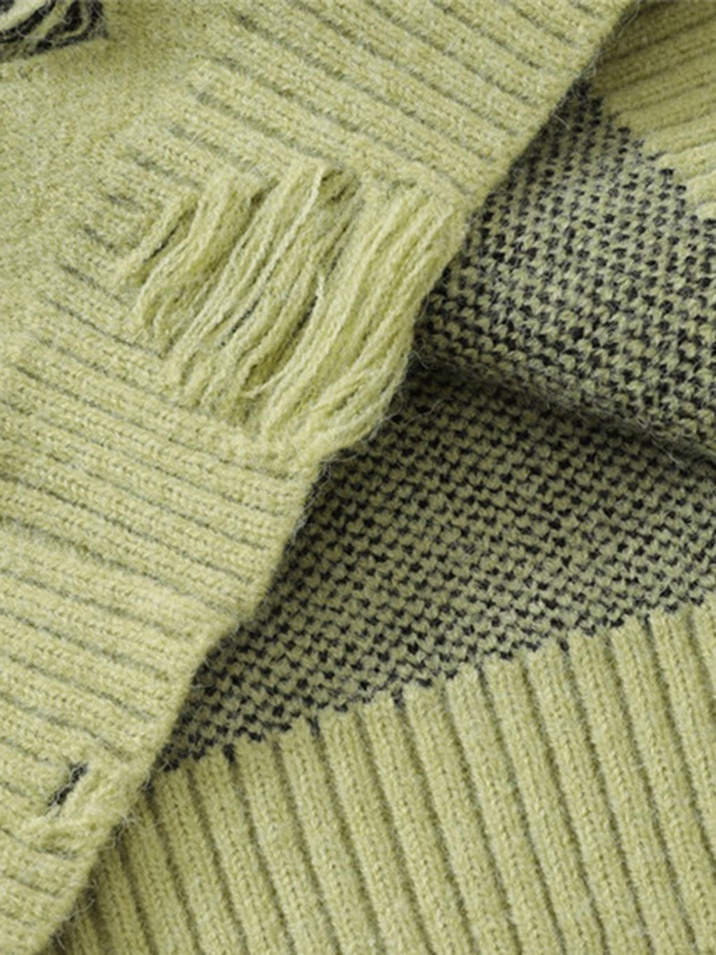 LIGHT GREEN SPIDER DISTRESSED SWEATER TRENDY LOOSE FIT LONG