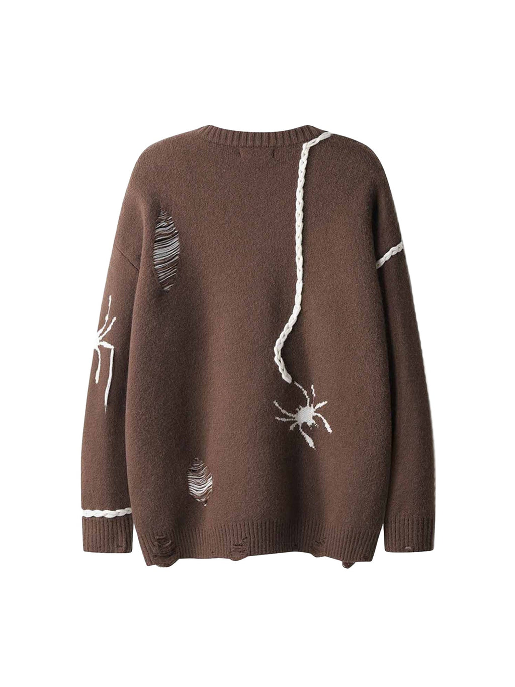 LIGHT GREEN SPIDER DISTRESSED SWEATER TRENDY LOOSE FIT LONG