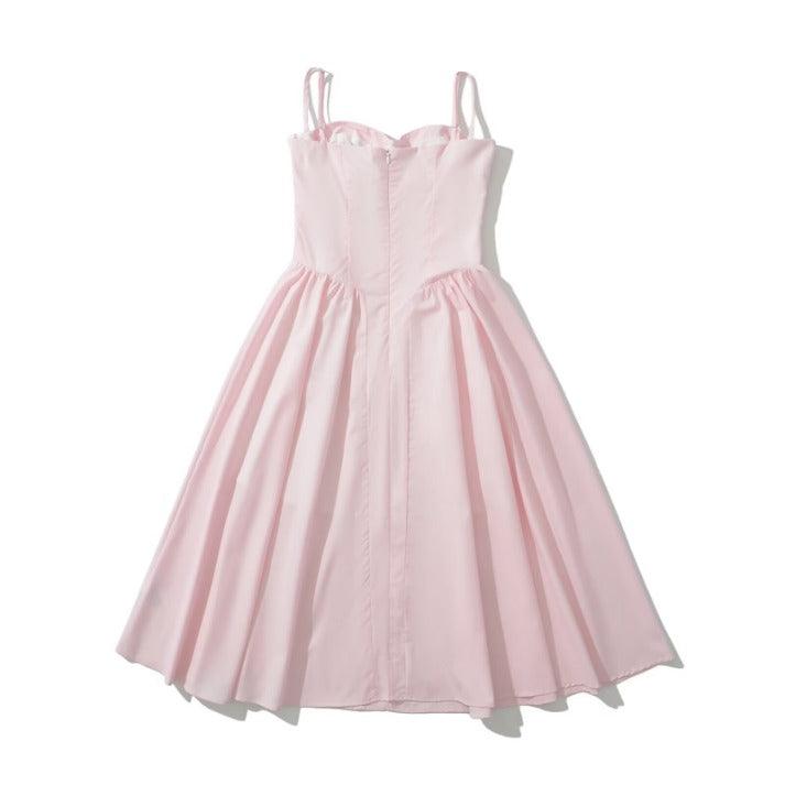 LIGHT PINK SPAGHETTI-STRAP DRESS WITH DEEP NECKLINE, SLEEVELESS DESIGN