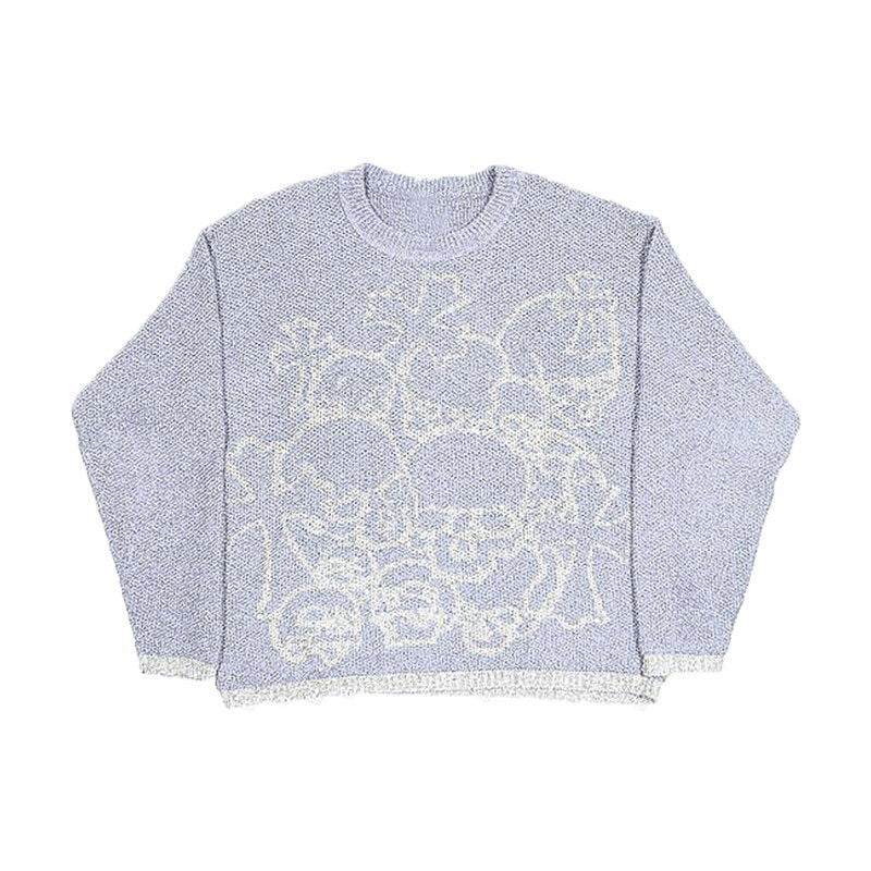 LIGHT PURPLE KNIT SWEATER WITH SKULL DESIGN FOR ULTIMATE WARMTH