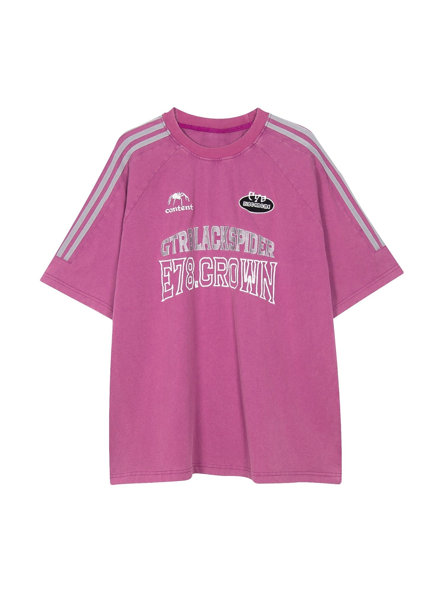 LIGHTWEIGHT JERSEY T-SHIRT WITH WHITE STRIPES AND TEXT