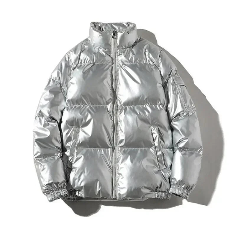 LIGHTWEIGHT PUFFED JACKET SHINY BLACK PUFFER JACKET