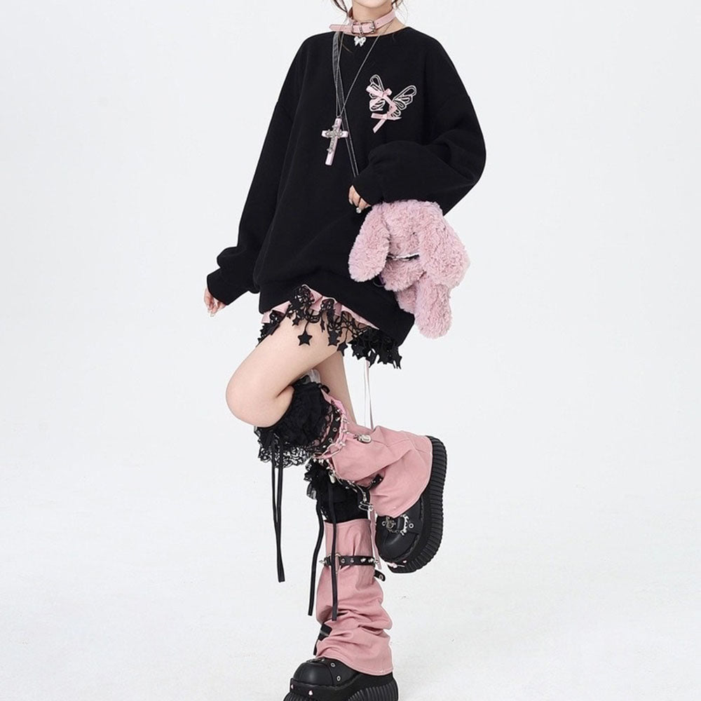 LILAC CORSET BACK SWEATSHIRT WITH 20 INCH SLEEVES MEASURING