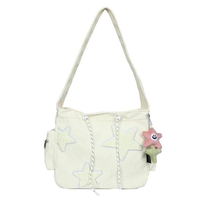 LIME GREEN CORDUROY STAR BAG FOR WOMEN AND TEENS