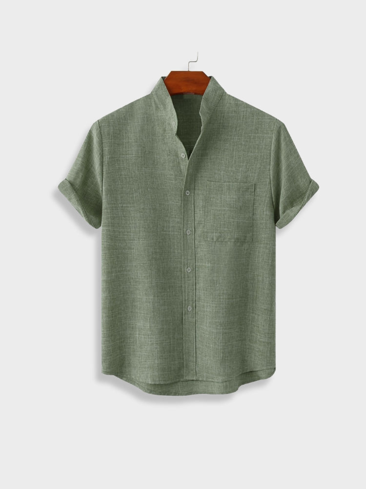 LINEN SHIRT GREEN MULTILINGUAL SHIRT
