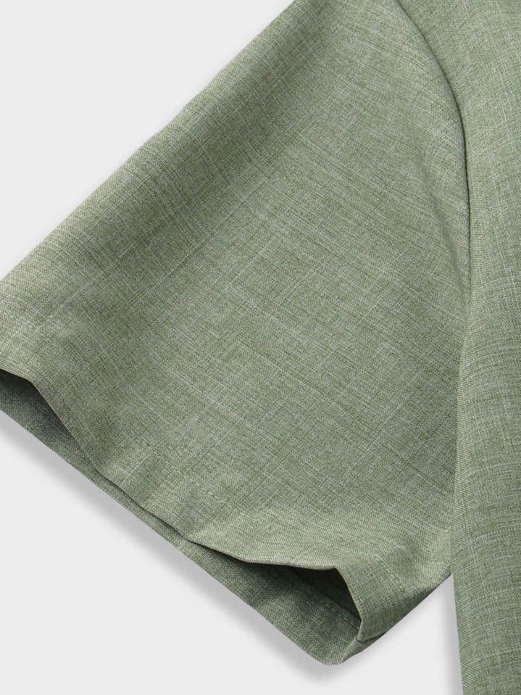 LINEN SHIRT GREEN MULTILINGUAL SHIRT