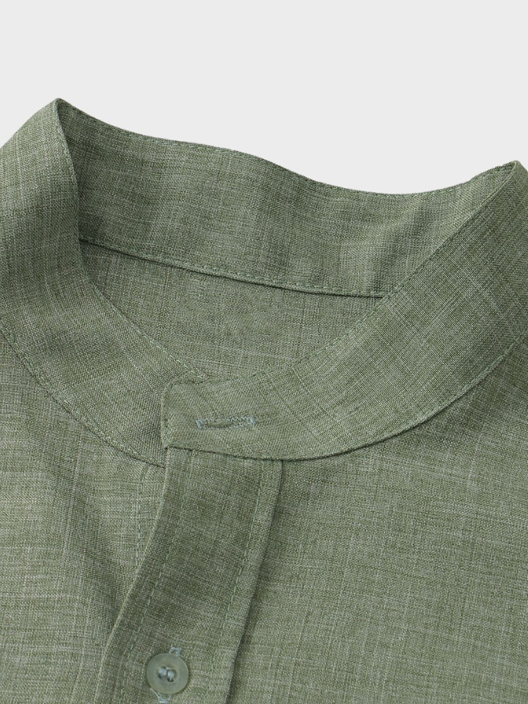 LINEN SHIRT GREEN MULTILINGUAL SHIRT