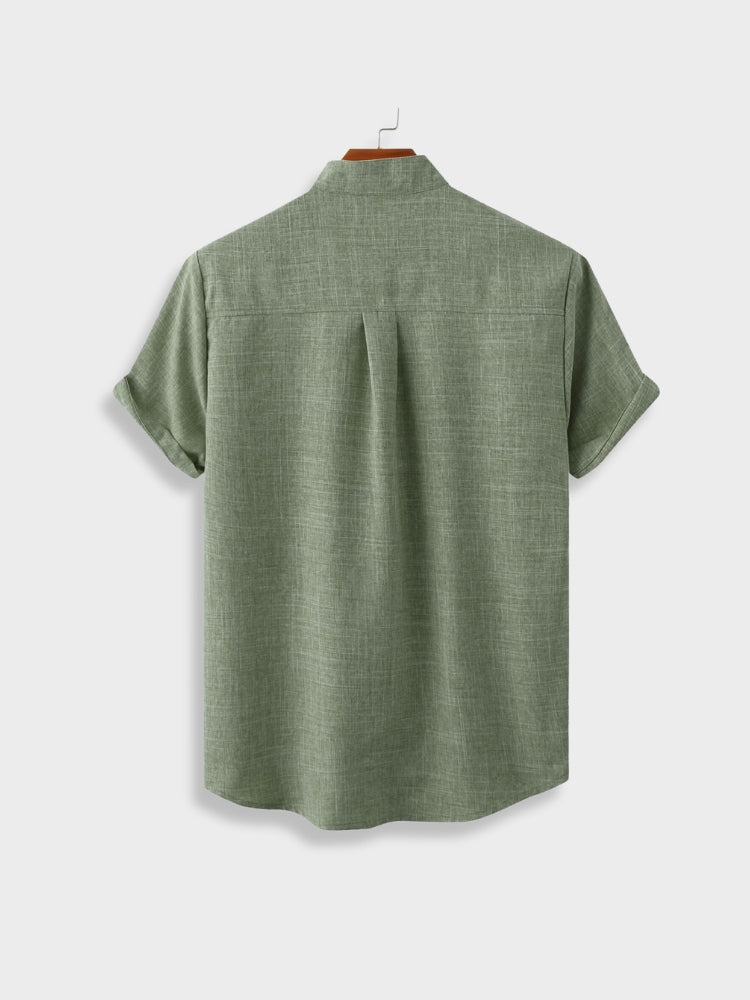LINEN SHIRT GREEN MULTILINGUAL SHIRT