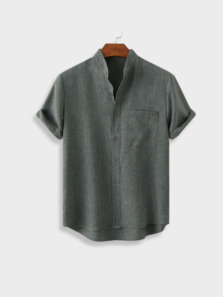 LINEN SHIRT GREEN MULTILINGUAL SHIRT