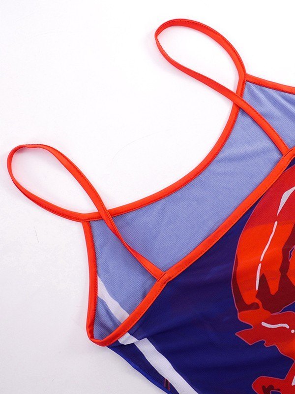 LOBSTER-PRINT MAXI DRESS IN SOFT STRETCH MESH WITH SLIM FIT DESIGN