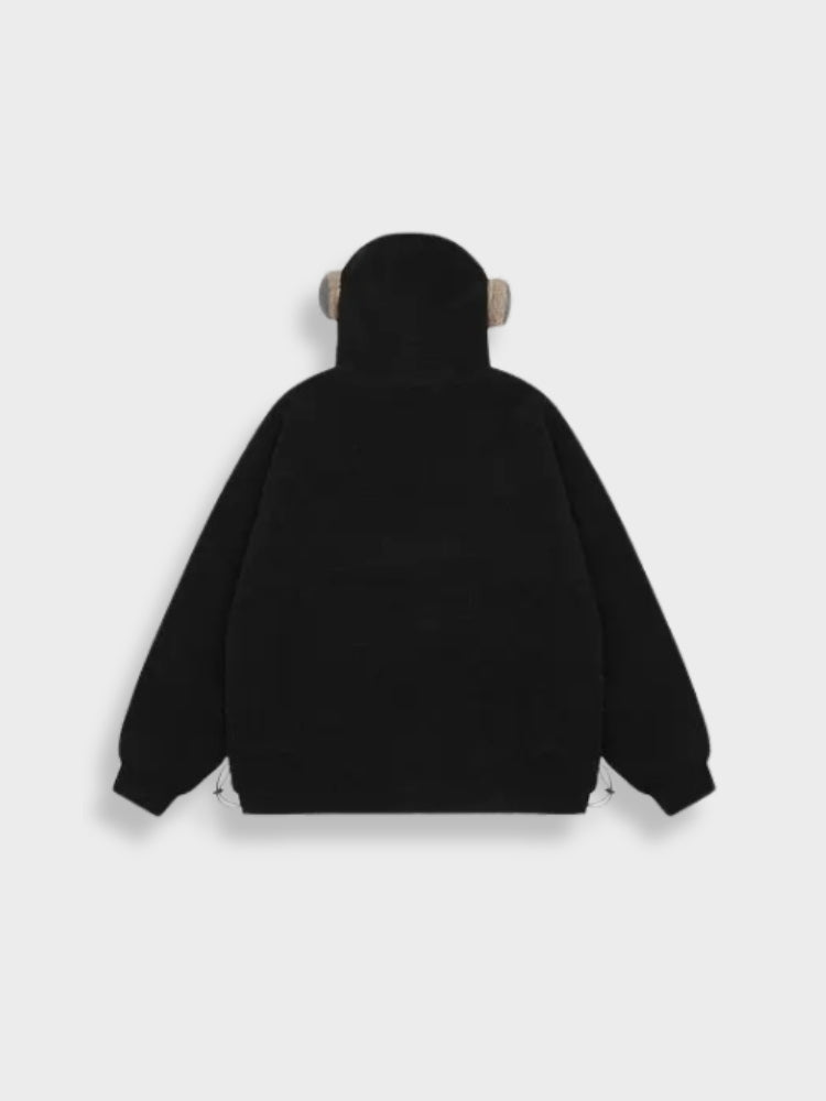 LOFI GRAPHIC BLACK ZIP-UP HOODIE - COMFORTABLE FABRIC GARMENT