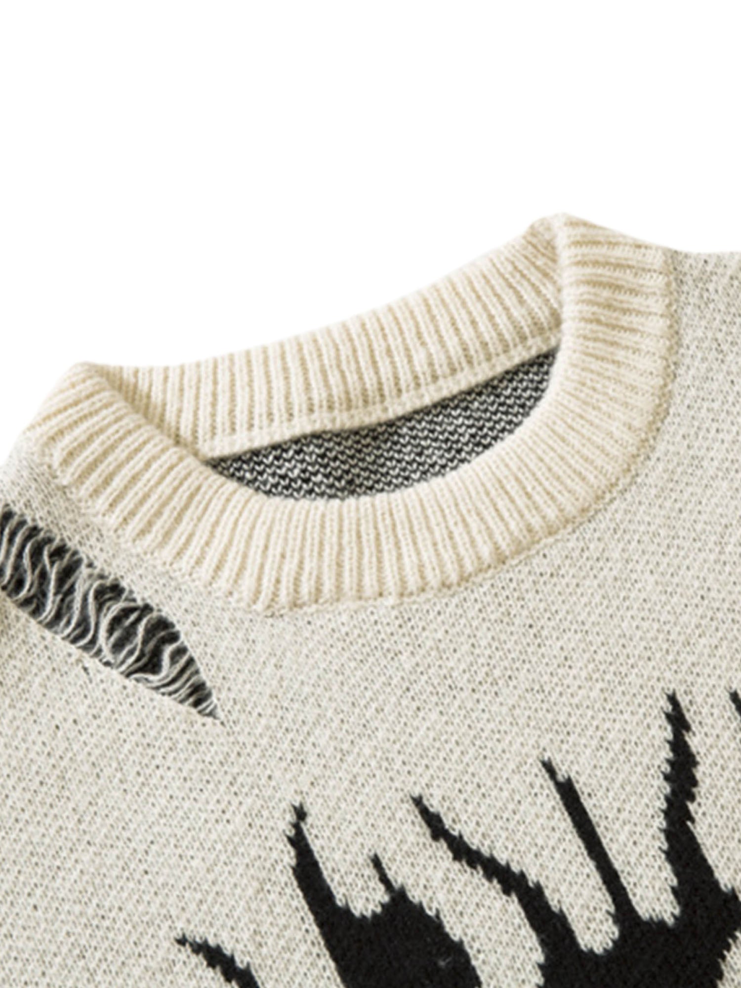 LONG SLEEVE BLACK DISTRESSED SWEATER WITH HEART GRAPHIC TRENDY CASUAL