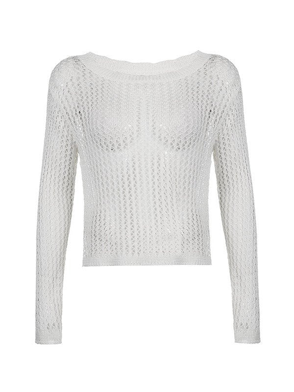 LONG SLEEVE CROCHETED TOP FOR FESTIVAL SEASON