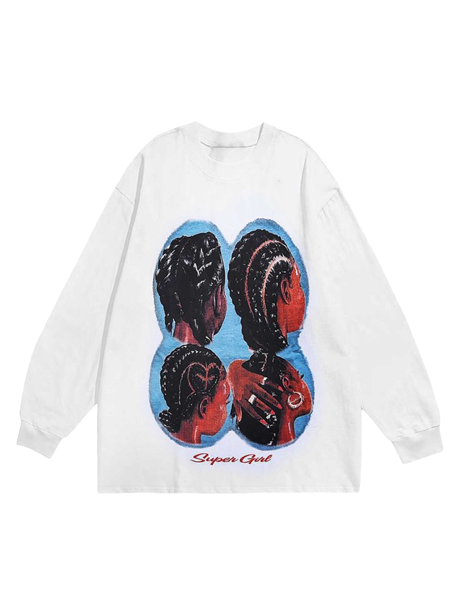 LONG SLEEVE GRAPHIC PRINT SHIRT WITH ROUND COLLAR - TRENDY LONG SLEEVE