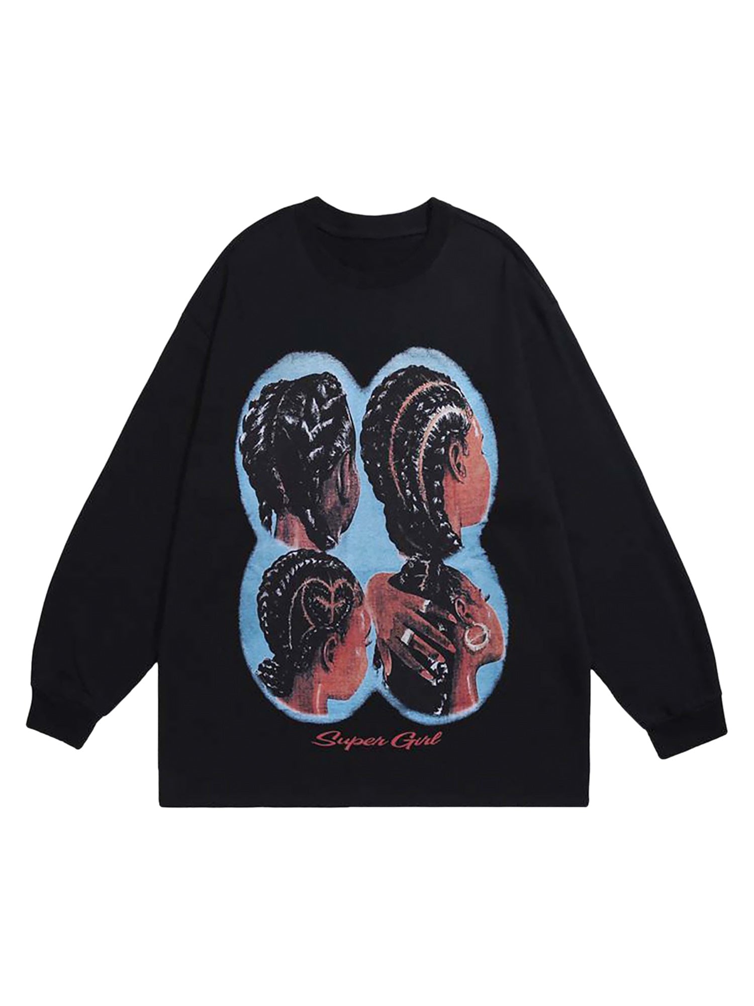LONG SLEEVE GRAPHIC PRINT SHIRT WITH ROUND COLLAR - TRENDY LONG SLEEVE
