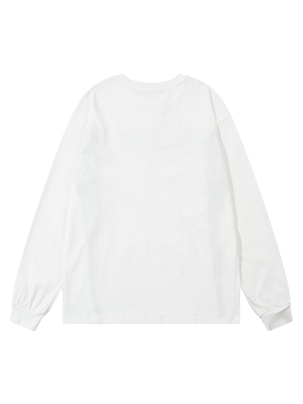 LONG SLEEVE GRAPHIC SHIRT WITH DRAWSTRING COLLAR IN WHITE AND BLACK