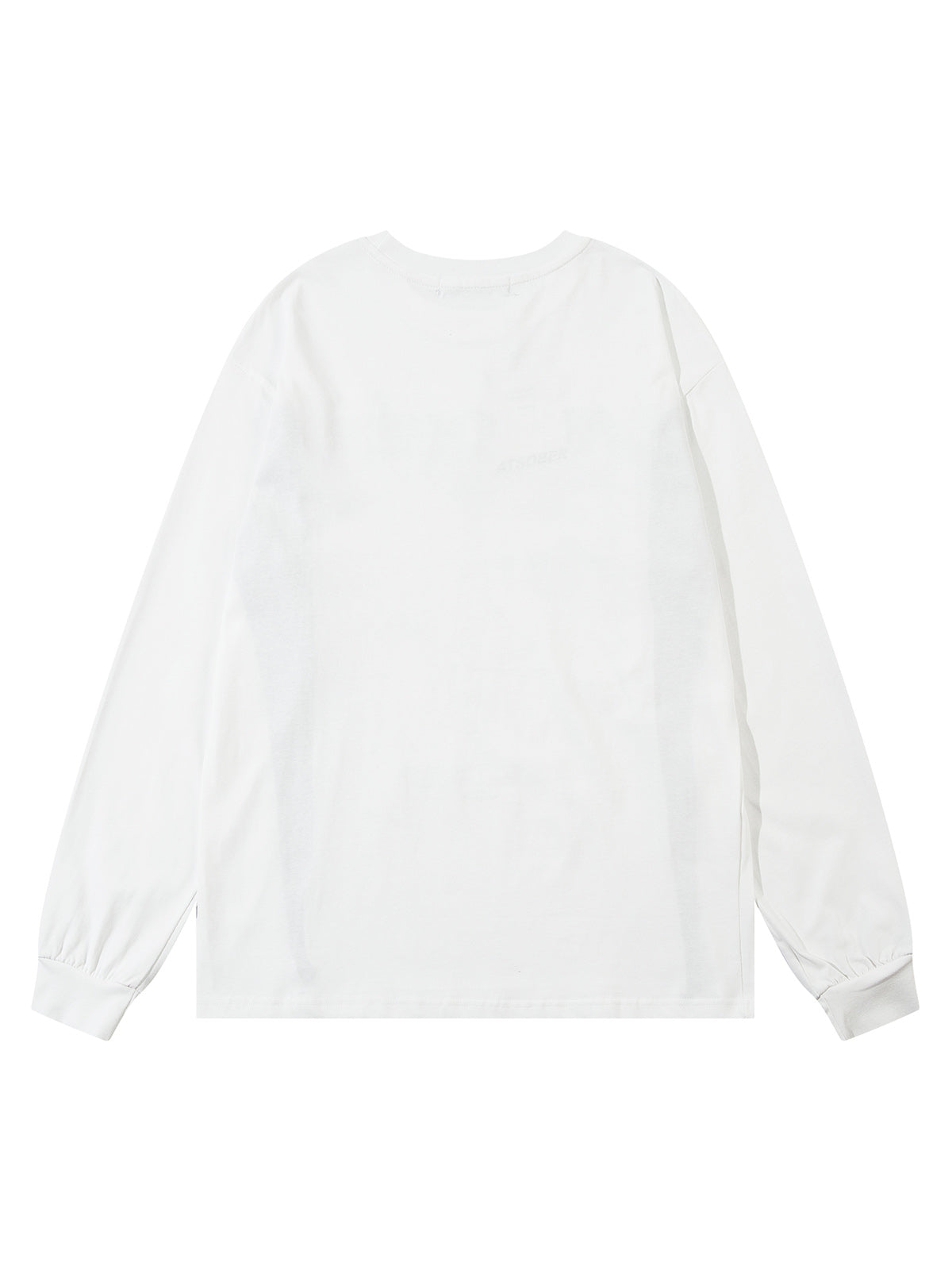 LONG SLEEVE GRAPHIC SHIRT WITH DRAWSTRING COLLAR IN WHITE AND BLACK