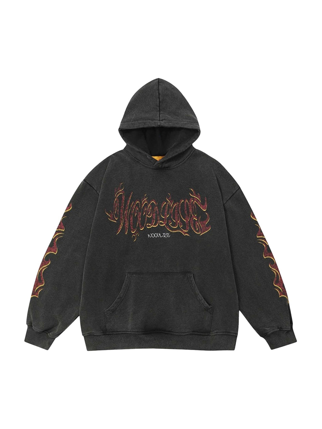 LONG SLEEVE HOODIE WITH FLAME ACCENTS - LONG SLEEVE COTTON