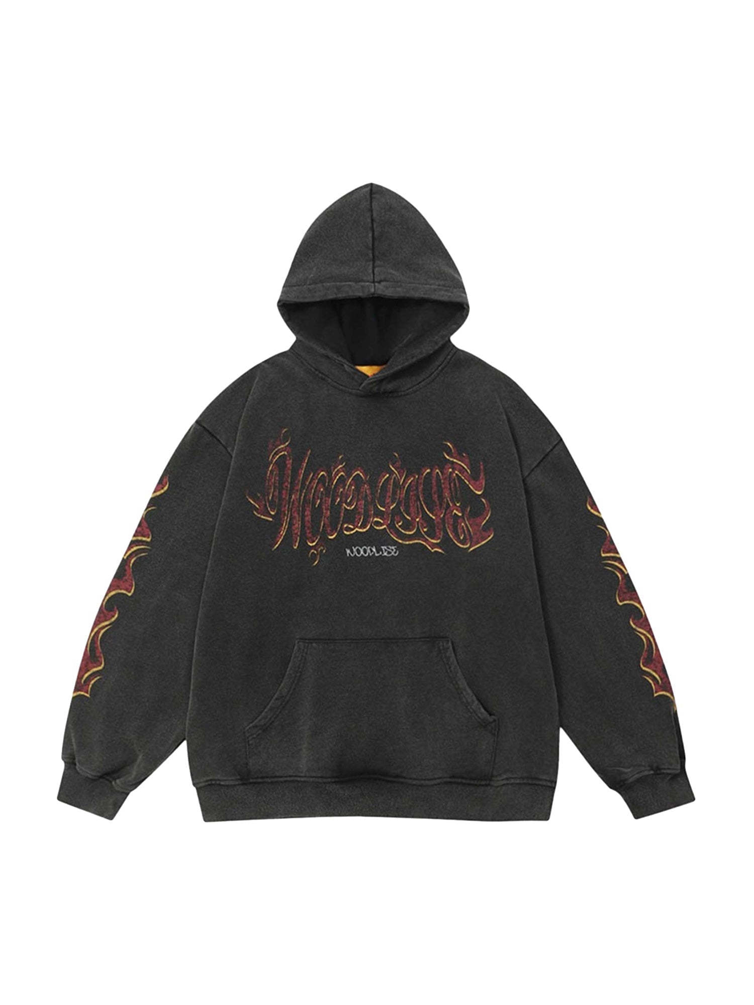 LONG SLEEVE HOODIE WITH FLAME ACCENTS - LONG SLEEVE COTTON