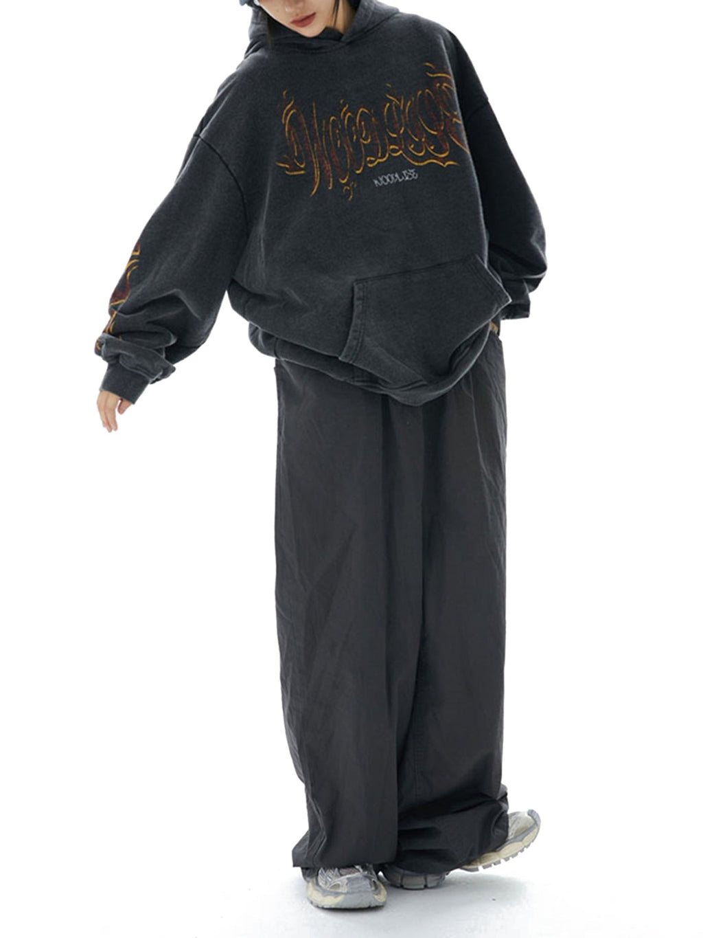 LONG SLEEVE HOODIE WITH FLAME ACCENTS - LONG SLEEVE COTTON