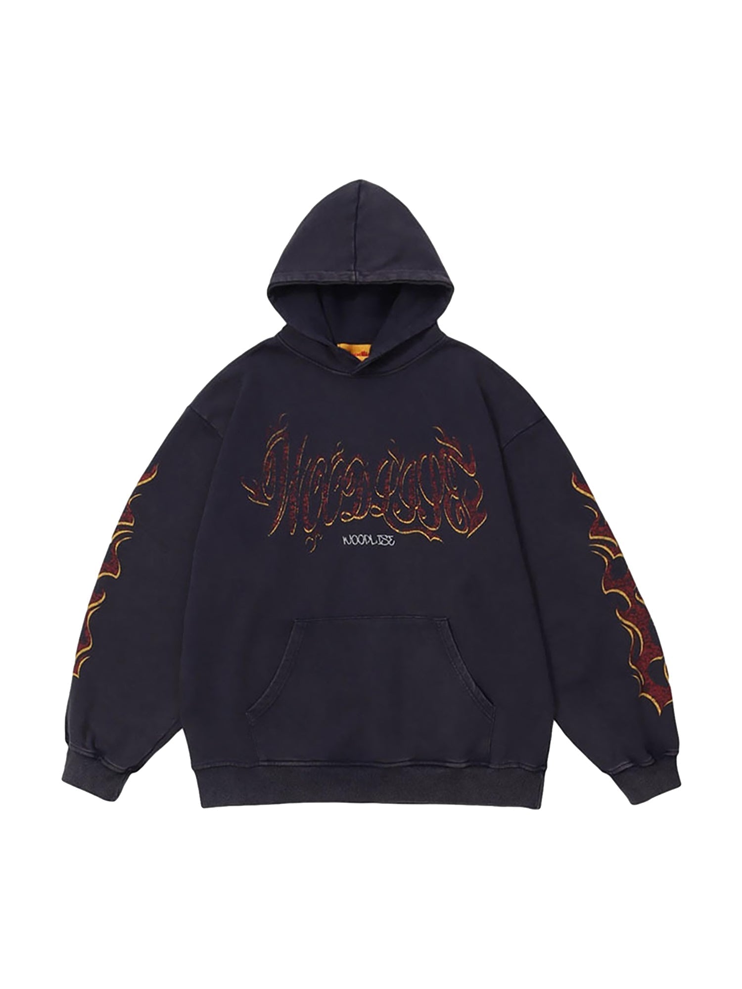 LONG SLEEVE HOODIE WITH FLAME ACCENTS - LONG SLEEVE COTTON