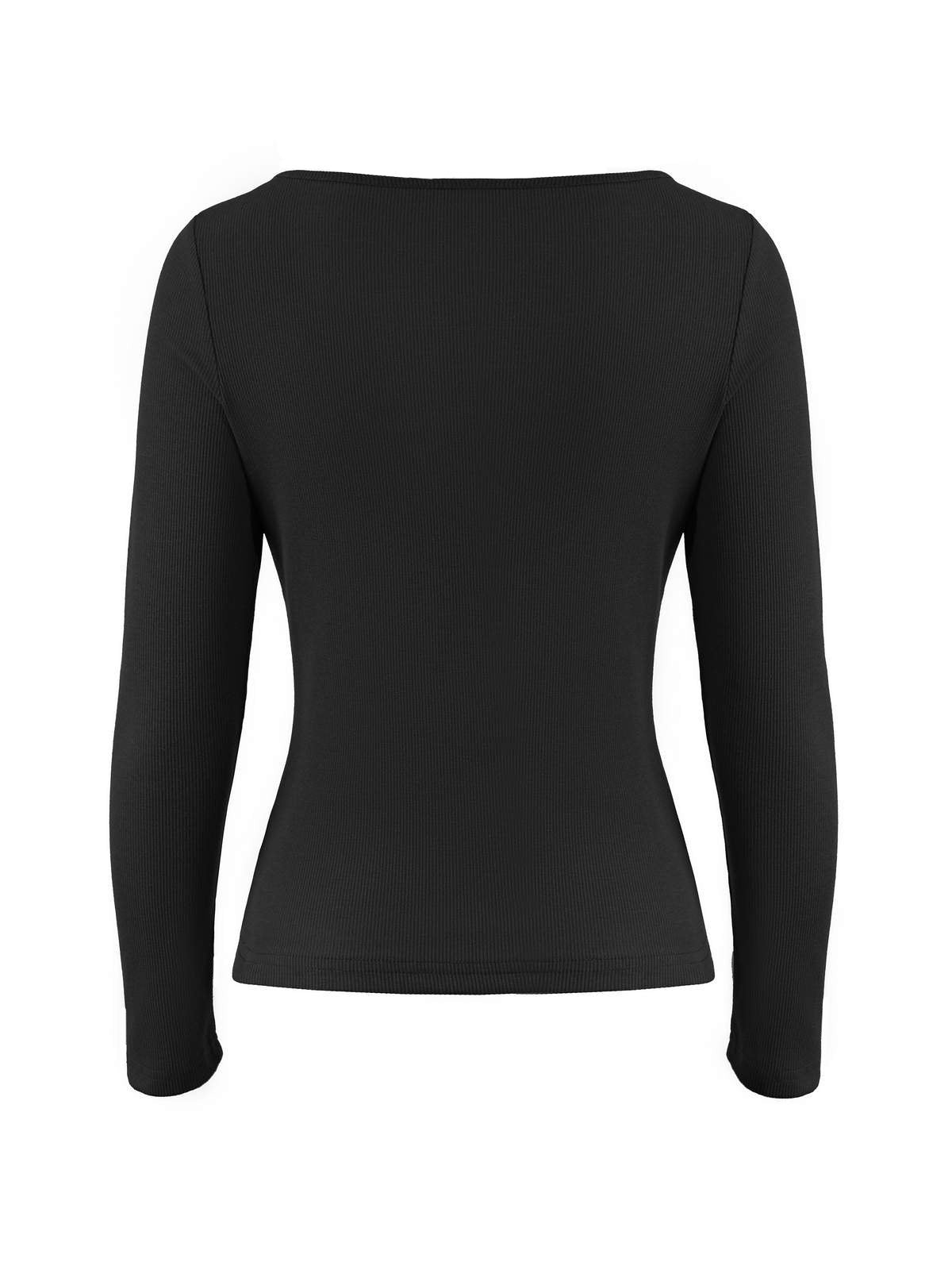 LONG SLEEVE LACE-TRIMMED TOP WITH SLIM FIT AND LACE INSERTS