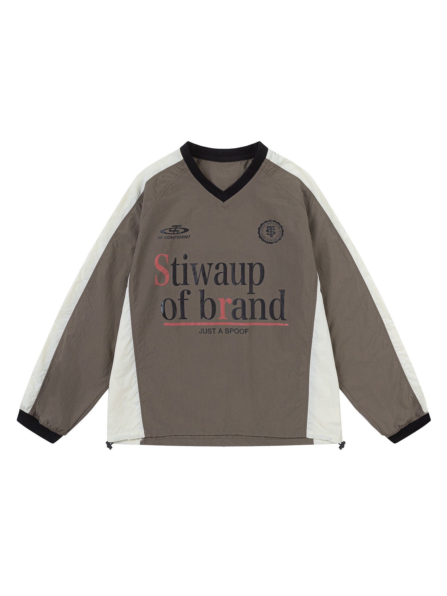 LONG SLEEVE SHIRT - GRAY AND WHITE LOOSE FIT LONG SLEEVE