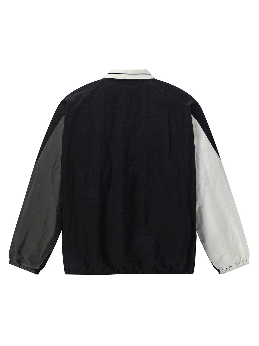 LONG SLEEVE SHIRT WITH SPLICE COLLAR IN WHITE AND BLACK