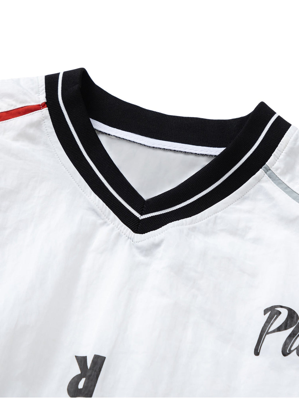 LONG SLEEVE SHIRT WITH SPLICE COLLAR IN WHITE AND BLACK